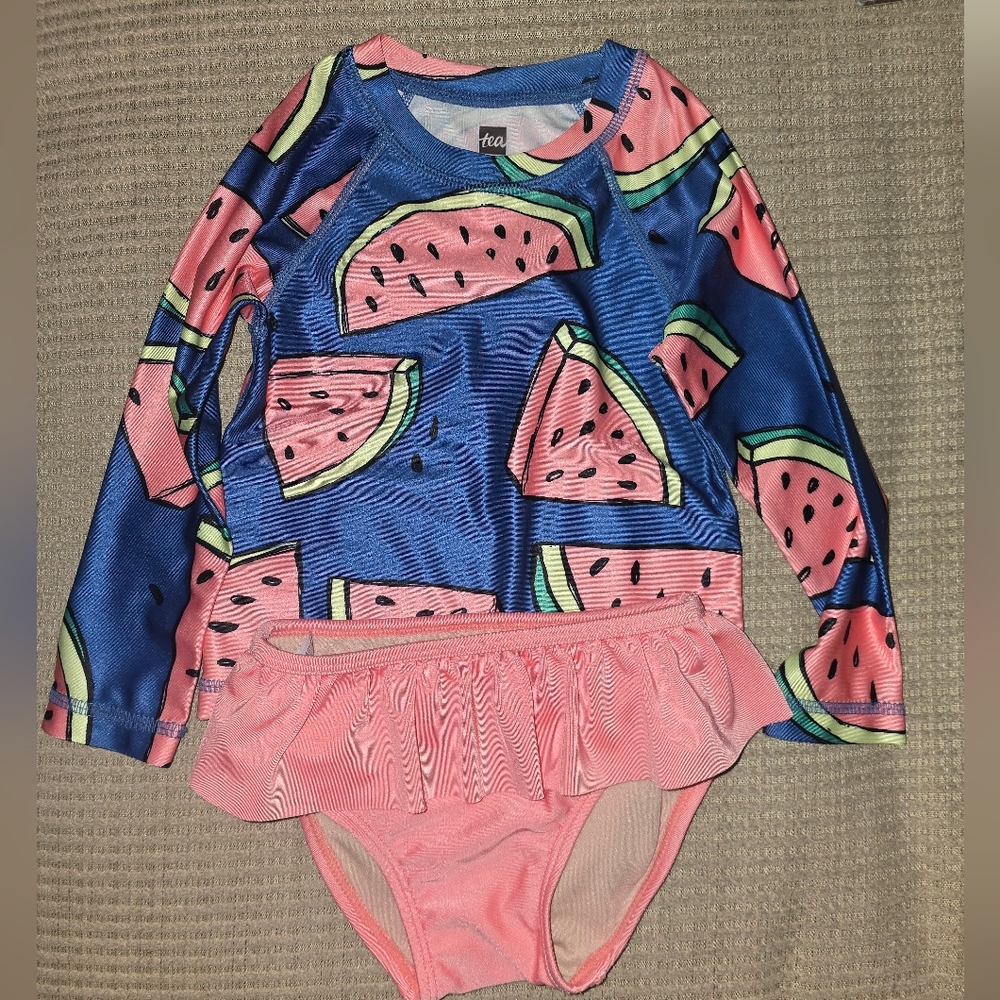 Tea Collection Kids Watermelon Rashguard - Blue and Pink